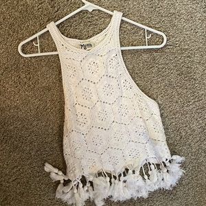 Adorable white crochet top!